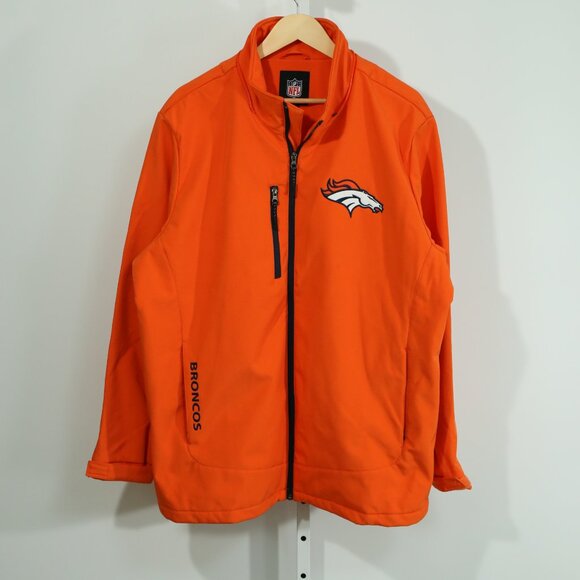 Denver Broncos NFL Full Zip Jacket XL Orange Softshell - Picture 1 of 7